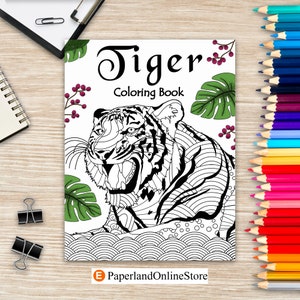 Tiger Coloring Book, Coloring Books for Adults, Gifts for Tiger Lovers, Floral Mandala Coloring Pages, Animals Coloring Book, Coloring Lover