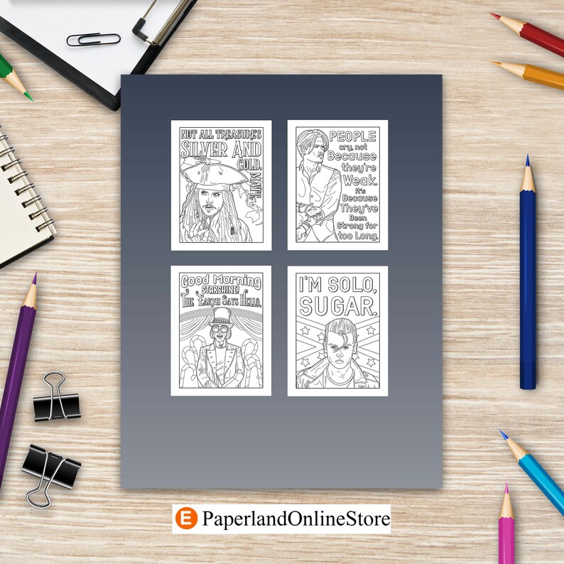 Johnny Coloring Book, Coloring Books for Adults, American Actor Coloring, Stress Relief Book, Book Lovers Gifts, Art Book, Activity Books