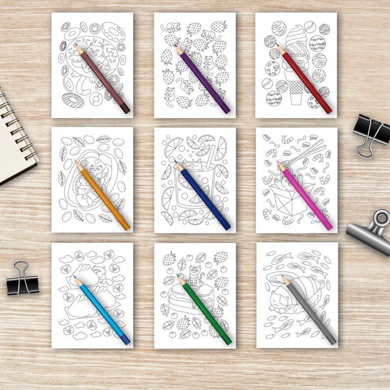 Kawaii Food and Cat Coloring Book, A Hilarious Fun Coloring Gift Book for Cat Lovers, Cat Coloring Page, Coloring Book for You, Taco, Nacho