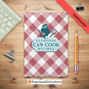Iedereen kan recepten koken, hardcover voedseldagboek, conversietabel keuken, pagina maaltijdplanner, gelinieerd dagboek, kerstherinneringsboek