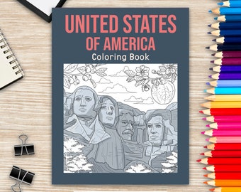 USA Landmarks Coloring Book: Stress Relief Pictures, Tourist Gift