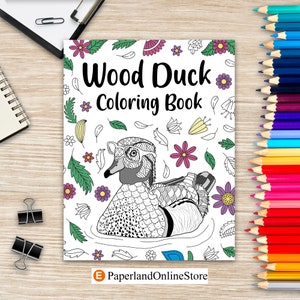 Wood Duck Coloring Book, Mandala Crafts & Hobbies Zentangle Books, Funny Quotes and Freestyle Drawing Pages, Carolina Duck, Aix Sponsa