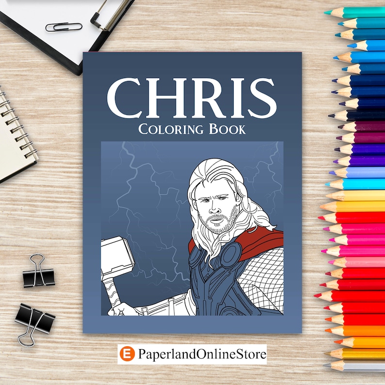 Chris Coloring Book, Coloring Books for Adults, Actor Celebrity Coloring Pages, Coloring Gifts, Art Book Lovers Gifts, Stress Relief Book