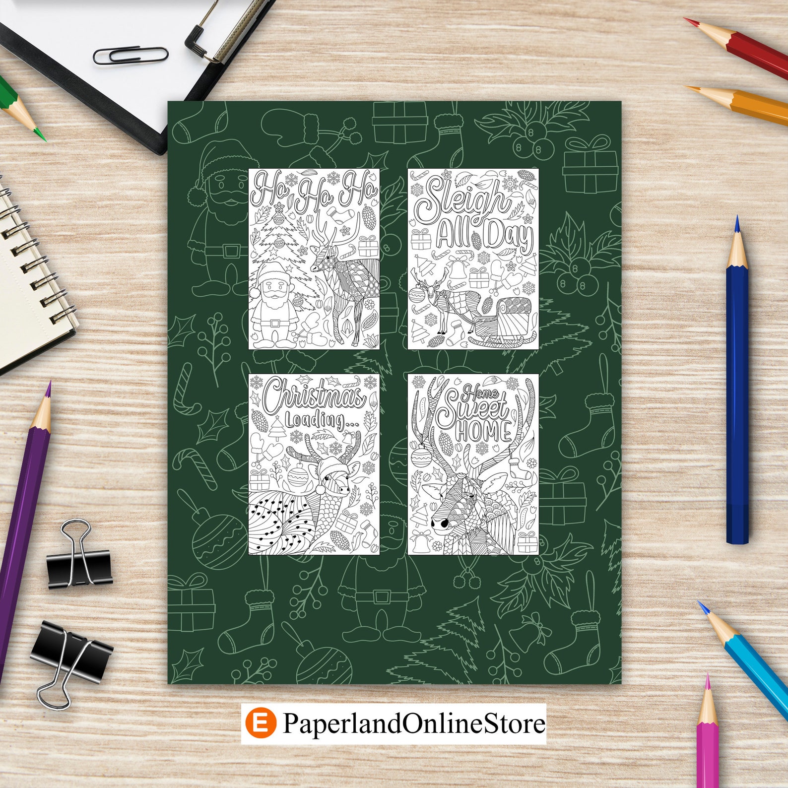 Reindeer Christmas Coloring Book Coloring Books for Adults - Etsy