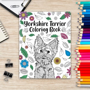 Yorkshire Terrier Adult Coloring Book, Animal Coloring Book, Gift for Pet Lover, Floral Mandala Coloring Pages, Yorkie Gifts, Pet Owner Gift