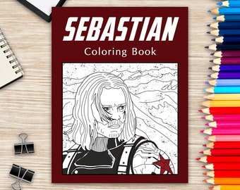 Sebastian Coloring Book, Coloring Books for Adults, Actor Coloring Pages, Movie Star Lovers, Activity Book, Book Lover Gift, Art Book