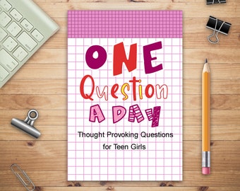 One Question A Day Thought Provoking Questions for Teen Girls, Mindfulness Journal, Daily Gratitude Journal, Creative Writing for Happiness