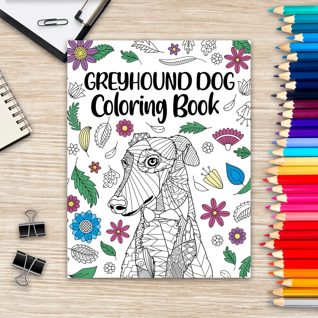 Greyhound Dog Coloring Book, Adult Coloring Book, Dog Lover Gifts ...