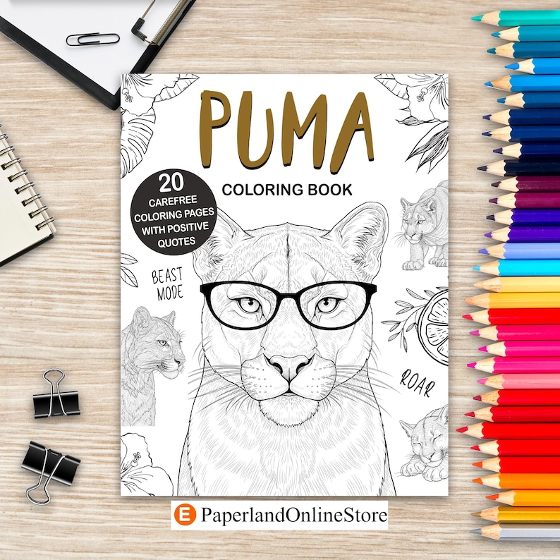 Puma Coloring Book: Funny Mandala Patterns, Stress Relief Art - Etsy