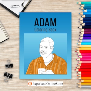 Adam Coloring Book, Coloring Books for Adults, Movie Star Lovers Gifts, Art Book, Book Lovers Gifts, Stress Relief Book, Adult Coloring Page