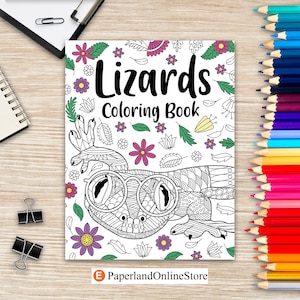 Lizards Coloring Book, Coloring Books for Adults, Gift for Painting Lover, Lizards Zentangle Coloring Pages, Crafts & Hobbies, Coloring Gift
