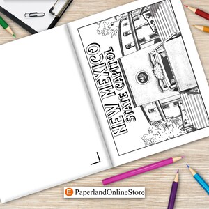 New Mexico Coloring Book, Adult Painting on USA States Landmarks and Iconic, Stress Relief Activity Books, Memorial Gift for Tourist