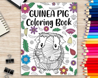 Guinea Pig Coloring Book, Adult Coloring Book, Cavy Owner Gift, Floral Mandala Coloring Pages, Doodle Animal Kingdom, Gifts for Pet Lover