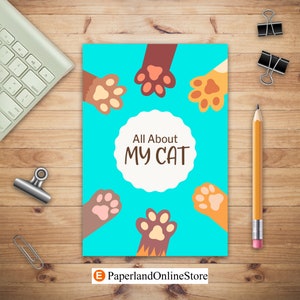 All About My Cat, Cat Log Book, Cat Vaccination Log, New Kitten Logbook, Animal Health Care Book, Gift for Cat Owners, Cat Dad Mom Gifts