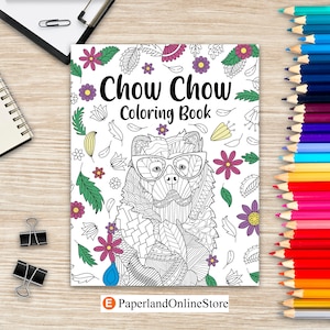 Chow Chow Coloring Book, Pet Coloring Books for Adults, Gifts for Dog Lovers, Floral Mandala Coloring Pages, Animal Lovers Painting Book