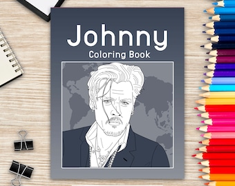 Johnny Coloring Book, Coloring Books for Adults, American Actor Coloring, Stress Relief Book, Book Lovers Gifts, Art Book, Activity Books