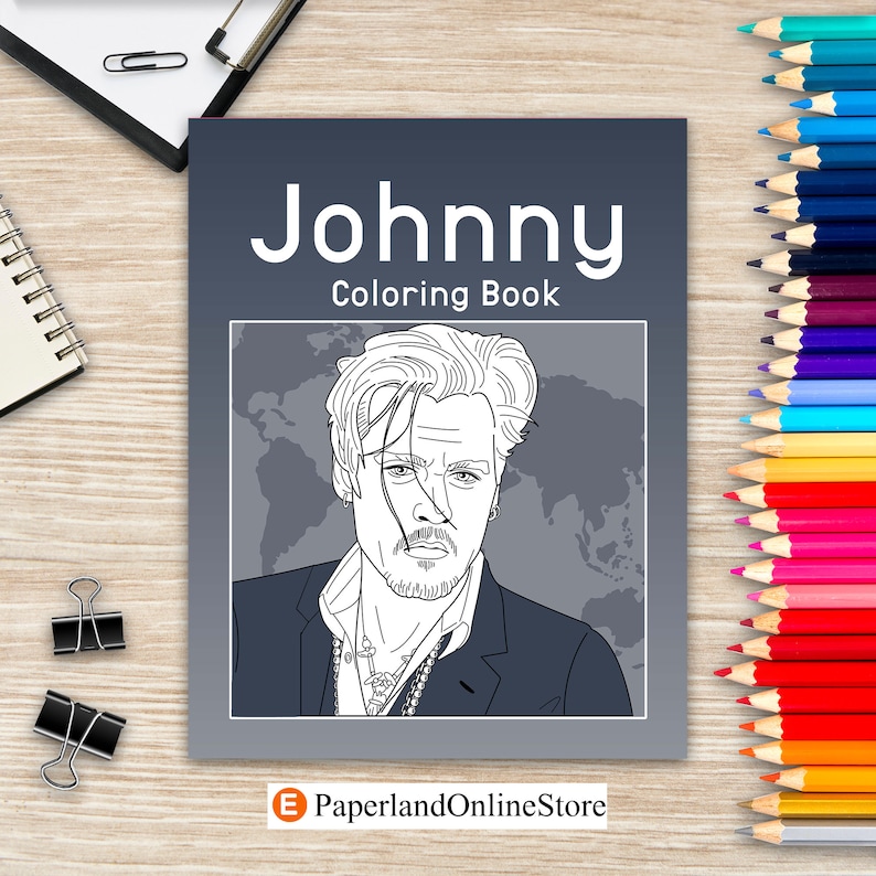 Johnny Coloring Book, Coloring Books for Adults, American Actor Coloring, Stress Relief Book, Book Lovers Gifts, Art Book, Activity Books