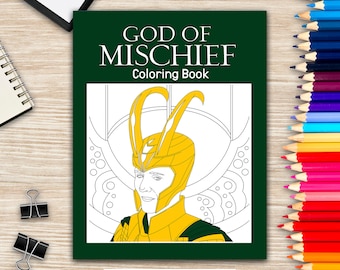 Libro para colorear de Dios de las Travesuras, libro para colorear de actores británicos para adultos, regalos para amantes de las estrellas de cine, regalos para amantes de los libros de arte, libros para aliviar el estrés