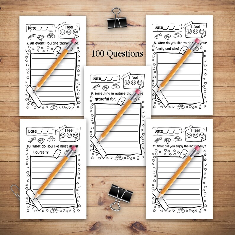 3 Minute Gratitude Journal for Girls, Journal Prompt for Kid Age 5-10 ...