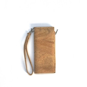 Cartera unisex fina mediana larga de corcho RFID con cadena