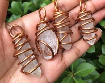 Simple Design | Copper Wire-Wrapped Crystal Pendant