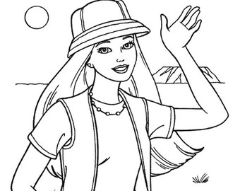 Barbie Coloring Page Etsy