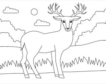 Deer Coloring Pages - Etsy Canada Deer Coloring Pages - Etsy Canada