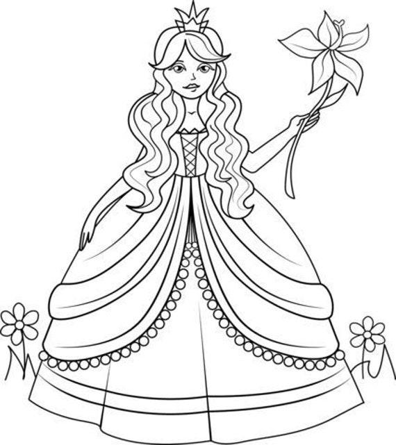 25 dibujos para colorear de princesas para niños dibujos para - Etsy España