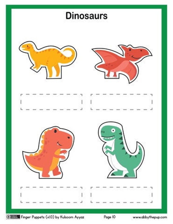 Dinosaurs Finger Puppets Printable Paper Craft Etsy