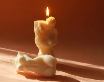 Female Body Candle, Curvy Goddess Torso Sculpture, Feminine Home Decor, Self Love Gift for Her, Aesthetic Ivory Soy Figure