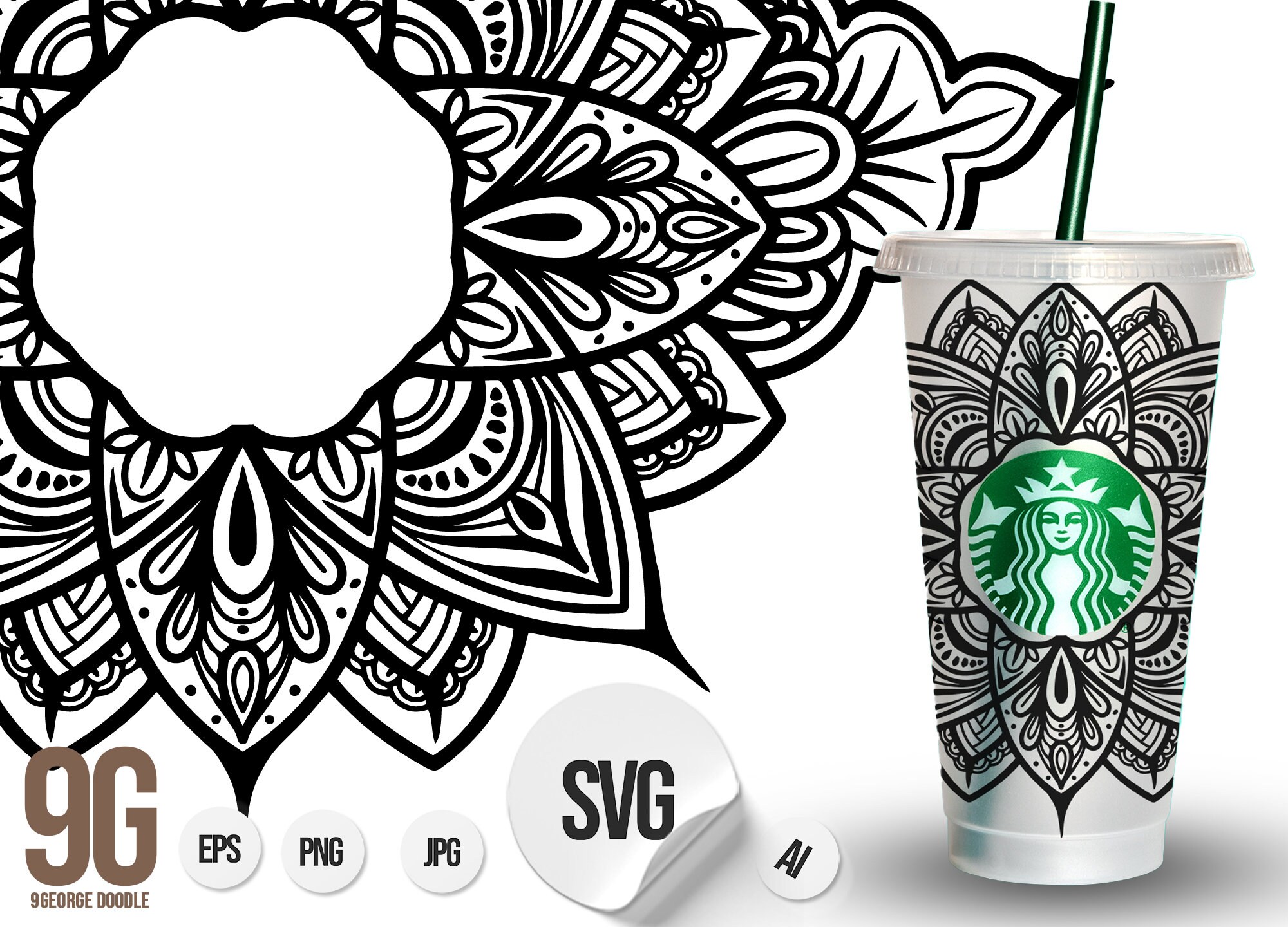 Download Starbucks Cup SVG Full Wrap Starbucks Svg Mandala ...