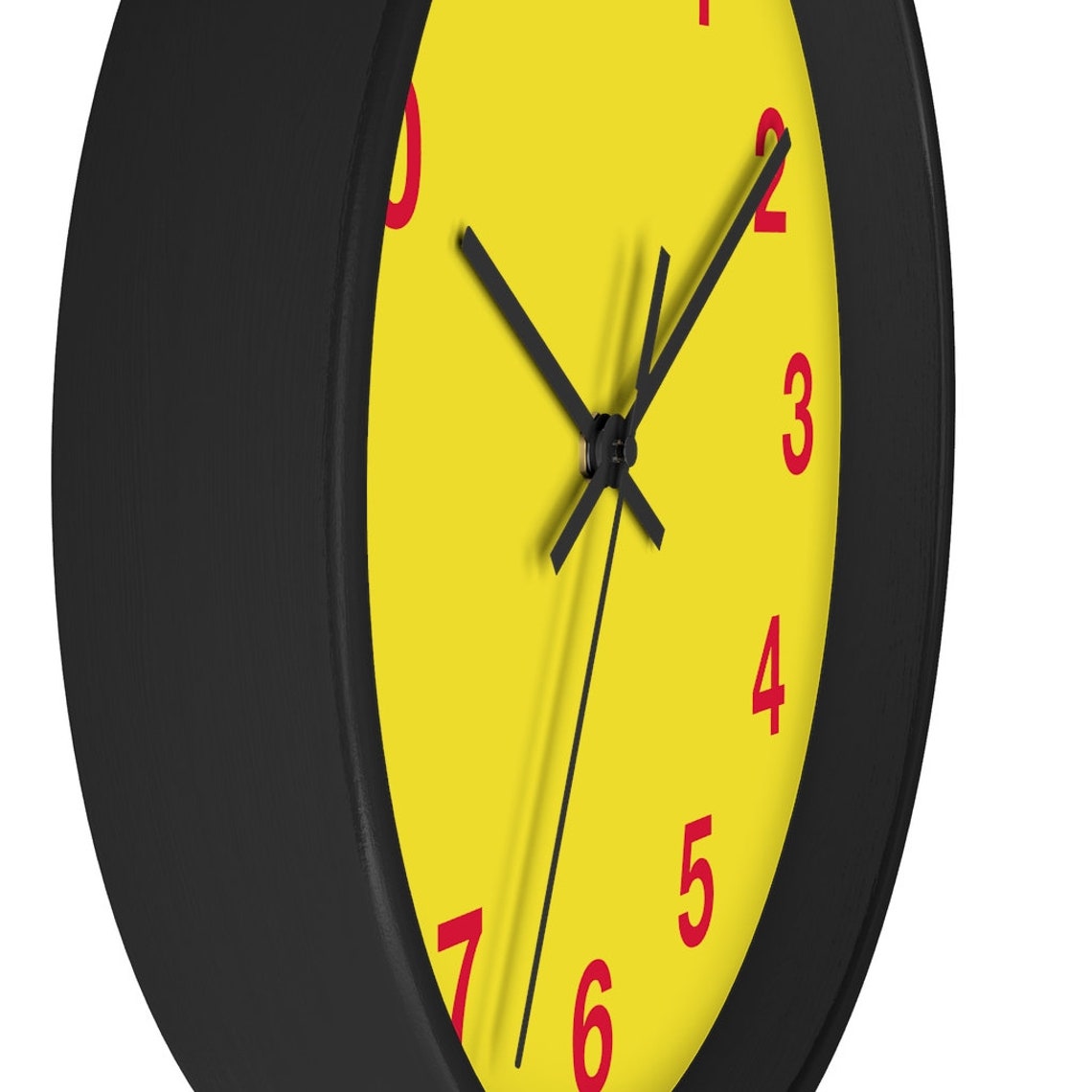 Yellow Wall Clock Wall Clock Red Numbers Silent Wall Etsy Australia