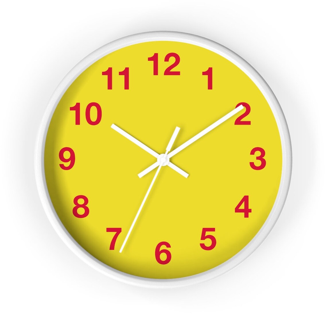 Yellow Wall Clock Wall Clock Red Numbers Silent Wall Etsy Australia
