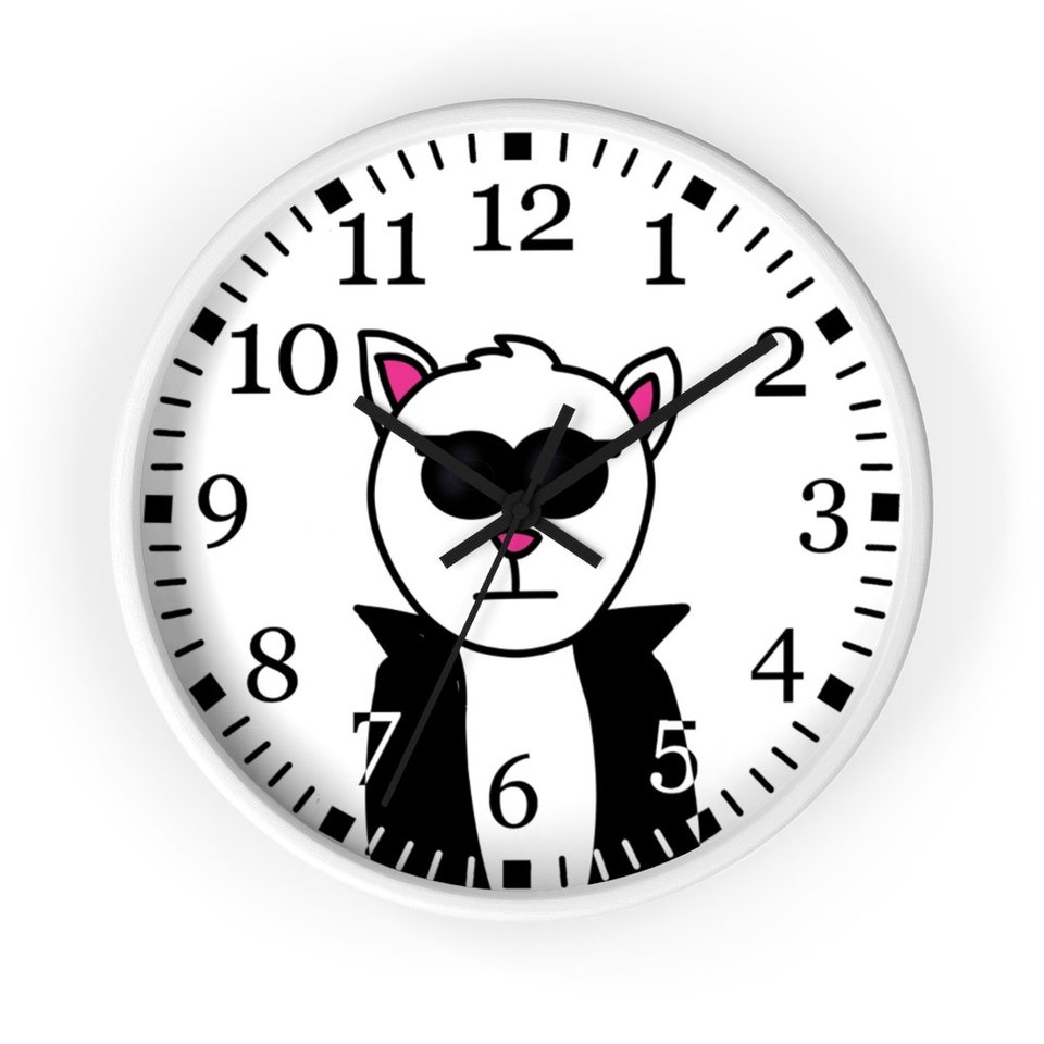 Cool Cat Clock Cat Clock Kids Cat Wall Clock sold by Clarine