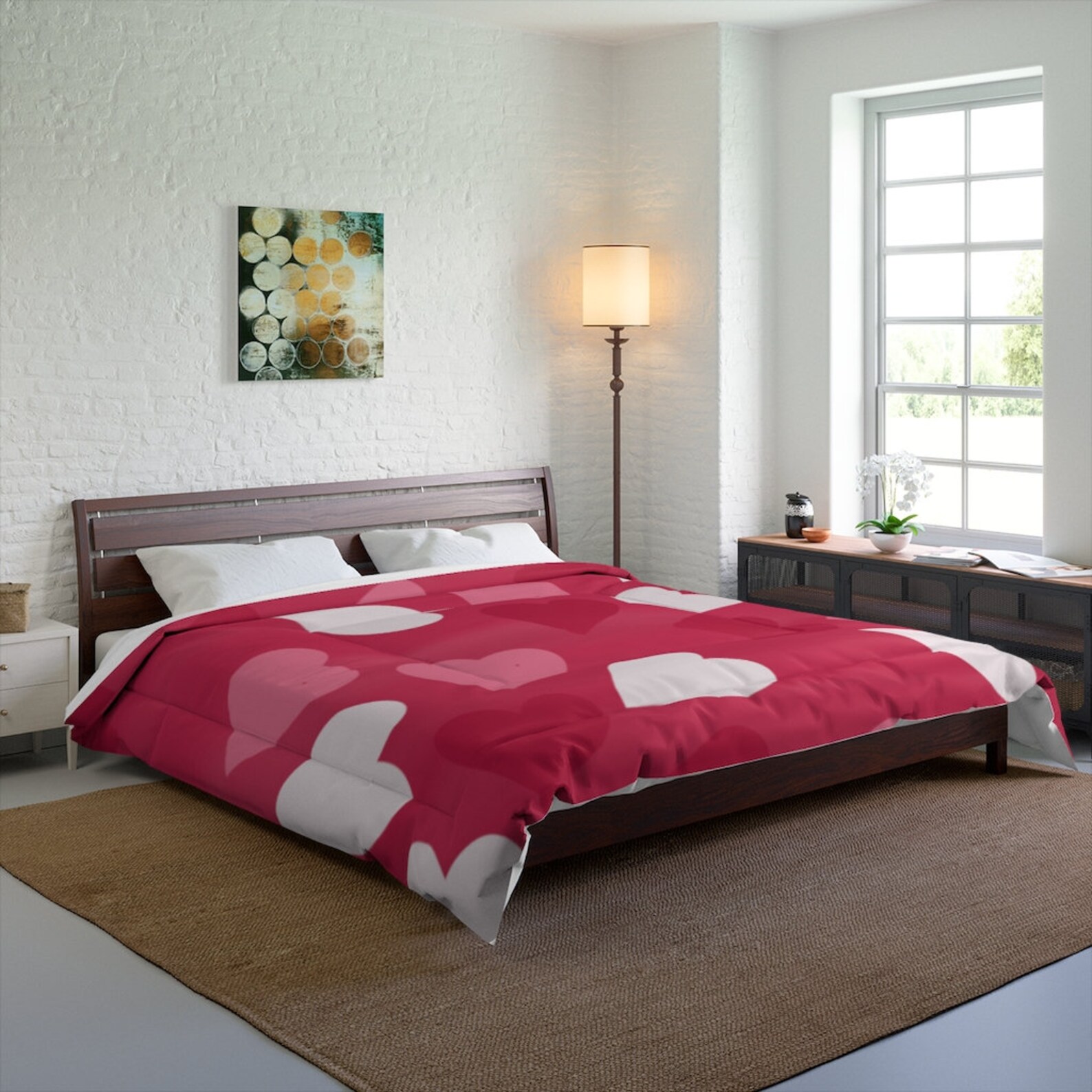 Pink Hearts White Hearts Red Hearts Comforter Hearts Etsy