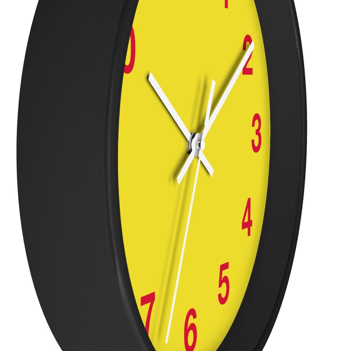 Yellow Wall Clock Wall Clock Red Numbers Silent Wall Etsy Australia