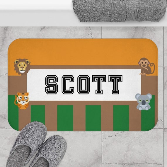 Kids Bath Mat Boys Bath Mat green Brown Bath Mat Etsy