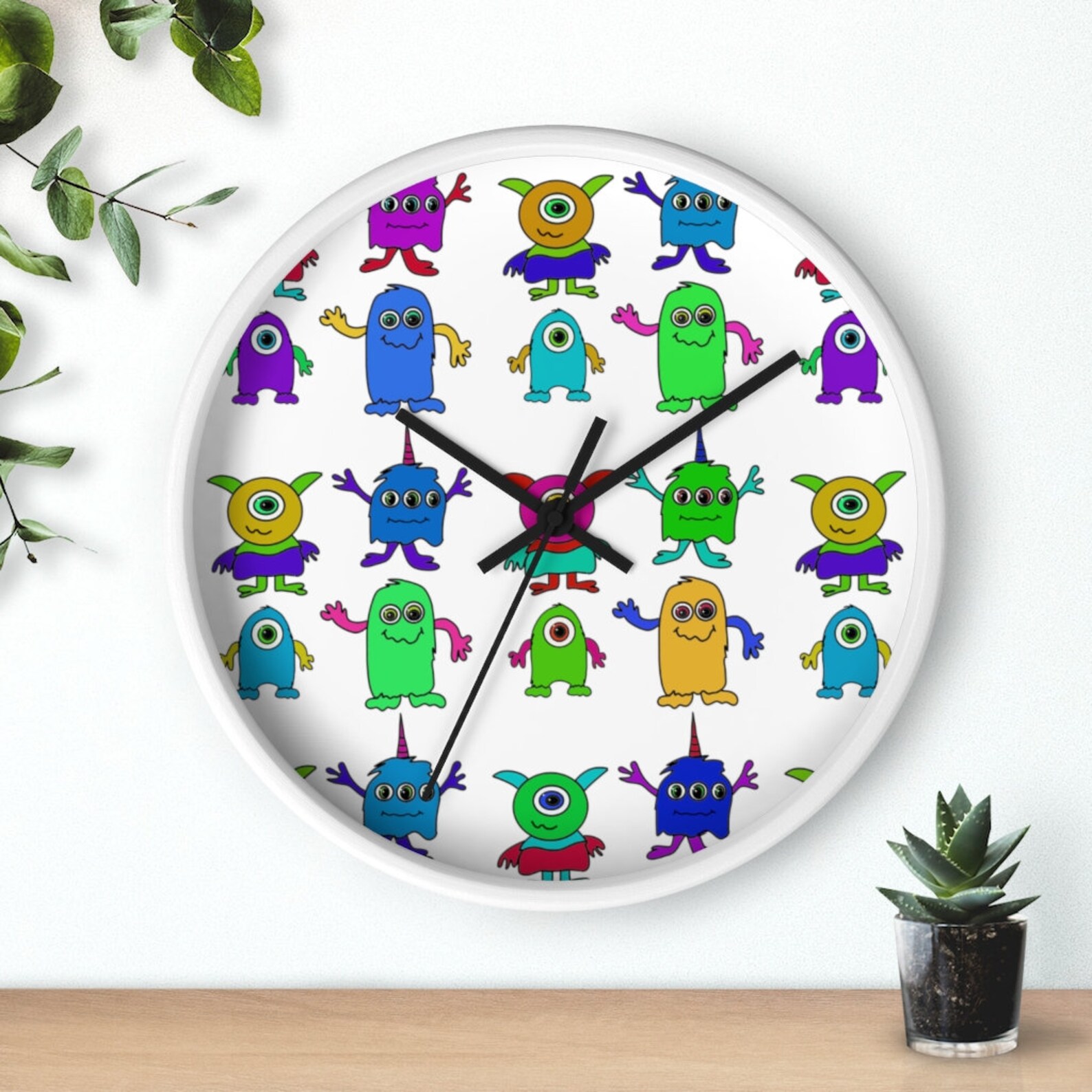 Monsters Colorful Monsters Clock Monsters Clock Etsy
