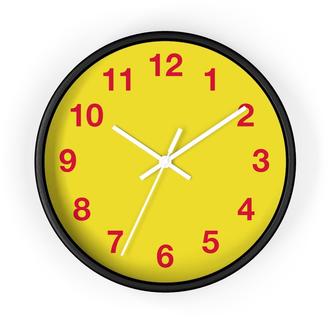 Yellow Wall Clock Wall Clock Red Numbers Silent Wall Etsy Australia