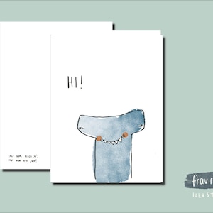 Postkarte mit Hai Illustration