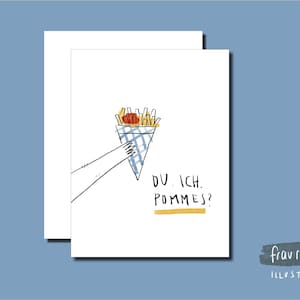 Postkarte  Illustration "Du.Ich.Pommes" für Pommesfreund:innen