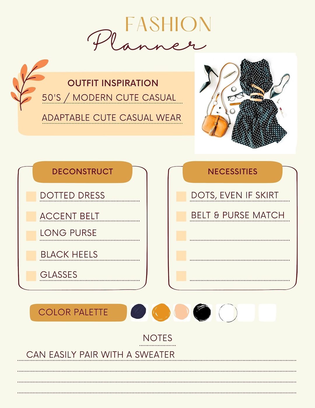 Outfit Planner Digital Download Fashion Planner Template Pdf Styling ...