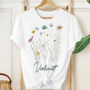 Wildflower Violinist T-Shirt/orchestra/school orchestra/Gift For Musician/violinist gift/violin lessons/violin player/violin teacher