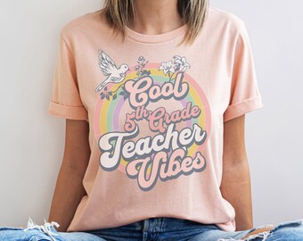 Fifth Grade Teacher Vibes, teacher gift, teacher tees, teacher tshirt, back to school gifts, Teacher's Day Gift, new teacher gift ideas