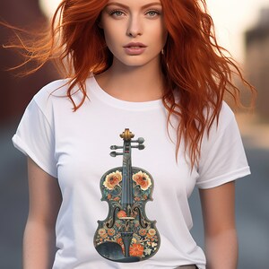 Boho Floral Violin Shirt, school orchestra, Gift For Musician, violinist gift, violin lesson, violin player, violin teacher,classical violin