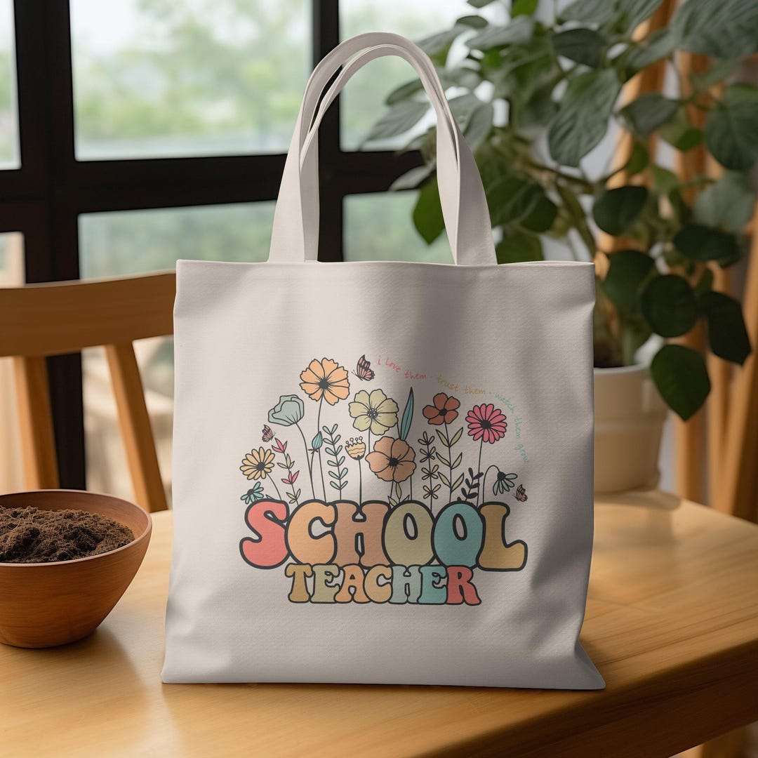 Floral School Teacher Teacher Tote Bag, Tote Bag Canvas, Floral Teacher ...