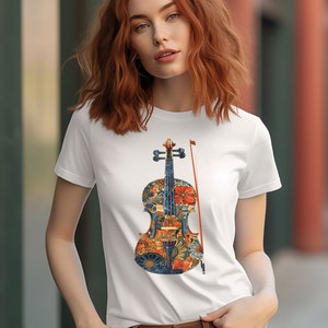 Boho Floral Violin Shirt, school orchestra, Gift For Musician, violinist gift, violin lesson, violin player, violin teacher, classical