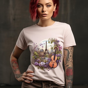 Paris Viola T-Shirt/orchestra/school orchestra/Boho music/violist gift/viola lessons/viola player/viola teacher/Music Lover/violist shirt