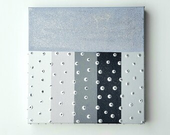 SHADES OF GREY - Origineel, klein, acryl, abstracte kunst, mini-schilderij, 10 x 10 inch, Kunst onder 75