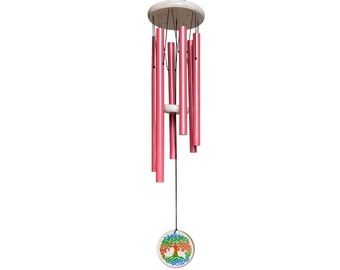 Carillon éolien Tree of Life en rose, design extérieur de haute qualité de 33 po.